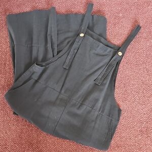 Black Overalls with Button Straps